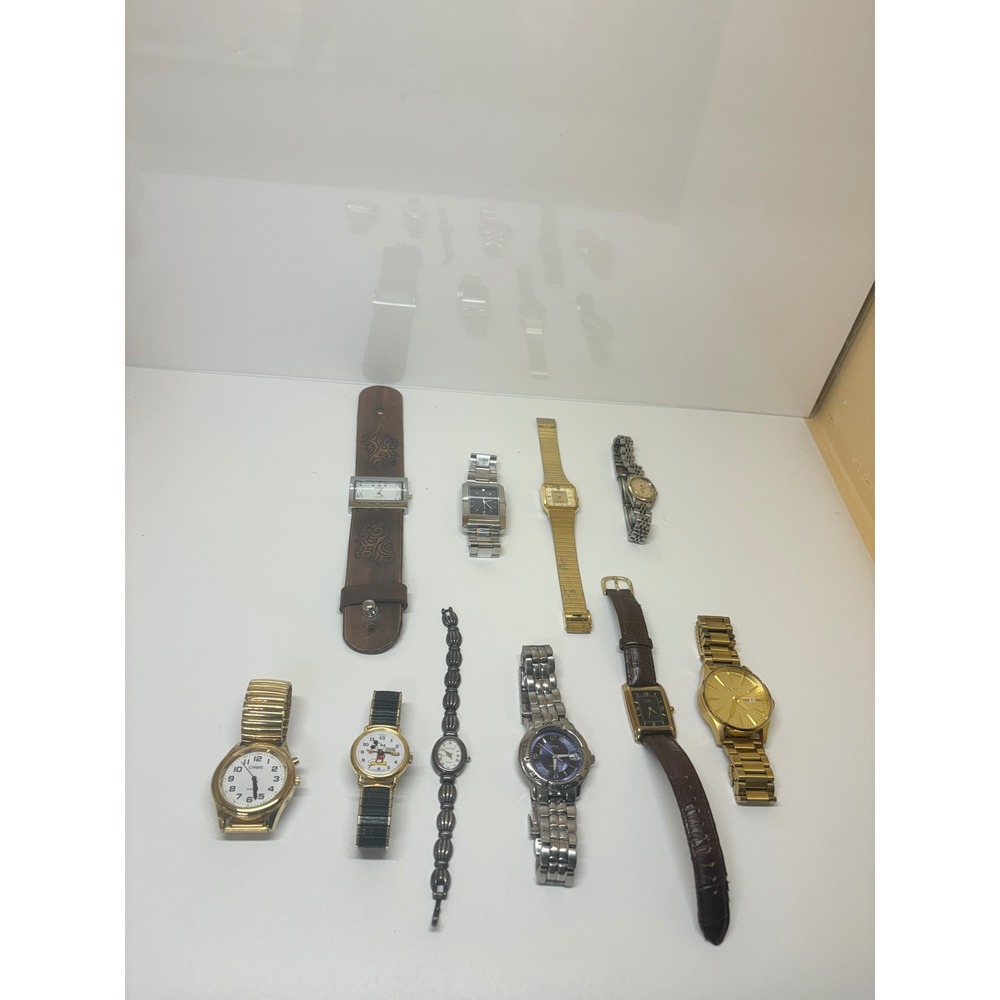 Vintage Watch Lot 10pc Kenneth Cole Timex Guess Benrus Mickey Mouse Untested